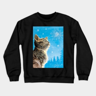 Winter Kitten and Snowflake Crewneck Sweatshirt